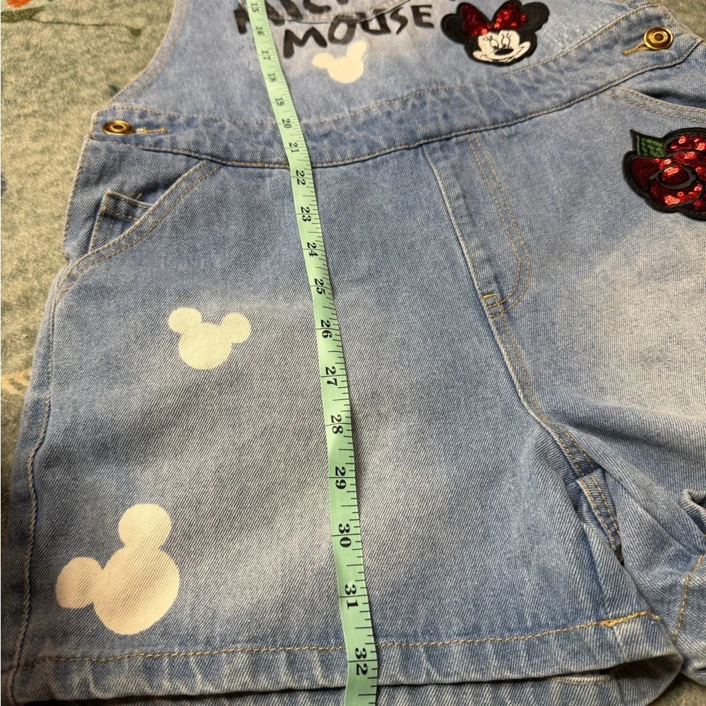 Disney Women’s Blue Overalls with Mickey Mouse Sequin Patches - Picture 6 of 8